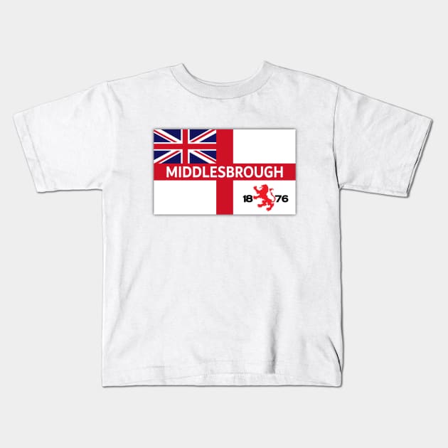 England On Tour Middlesbrough Football Fan Flag Design Kids T-Shirt by Twistedburt